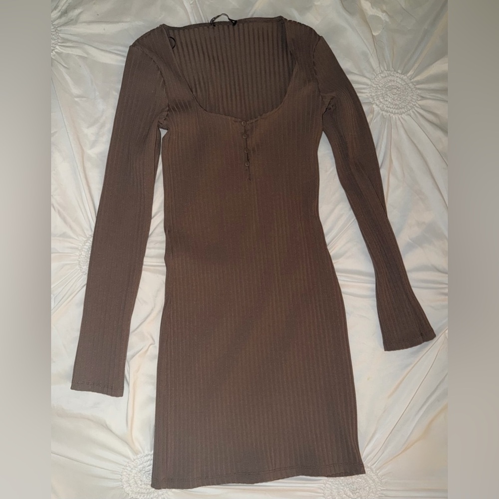 Zara Brown Long Sleeve Small Dress
